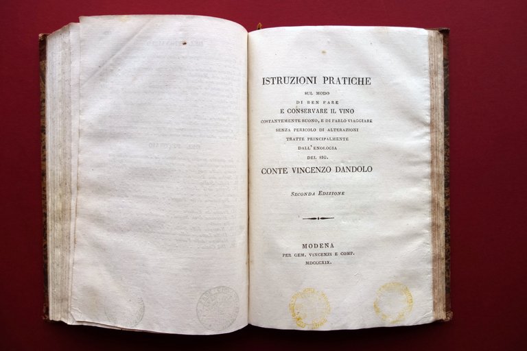 L'Agricoltore Istruito Malenotti Istruzioni Pratiche per fare il Vino Dandolo