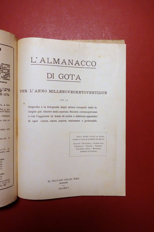 L'Almanacco di Gota per il 1922 Il Travaso delle Idee … | Immagine Gallery 2