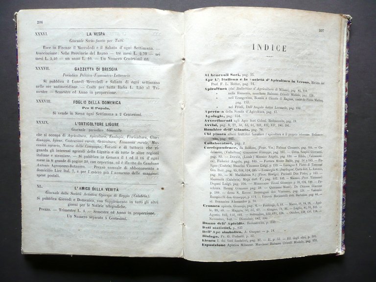 L'Ape Italiana Rivista Societ‡ d'Apicoltura Verona Anno I 1867 21 … | Immagine Gallery 7