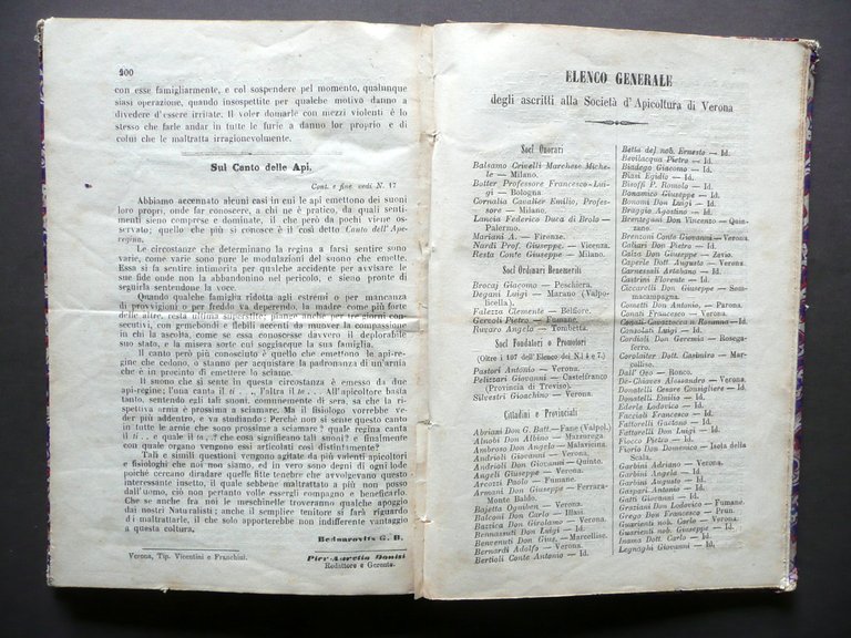 L'Ape Italiana Rivista Societ‡ d'Apicoltura Verona Anno I 1867 21 … | Immagine Gallery 9