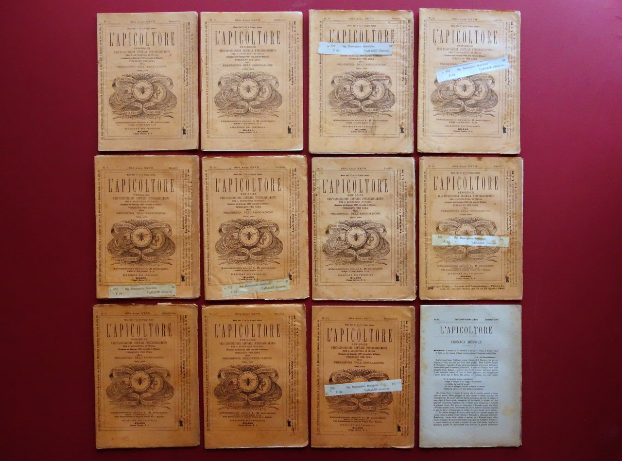 L'Apicoltore Anno XXVII 12 Numeri 1894 Annata Completa Apicoltura