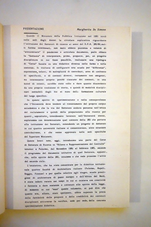 L'Architettura dell'Organismo Minimo come Paradigma R. La Franca Palermo 1985