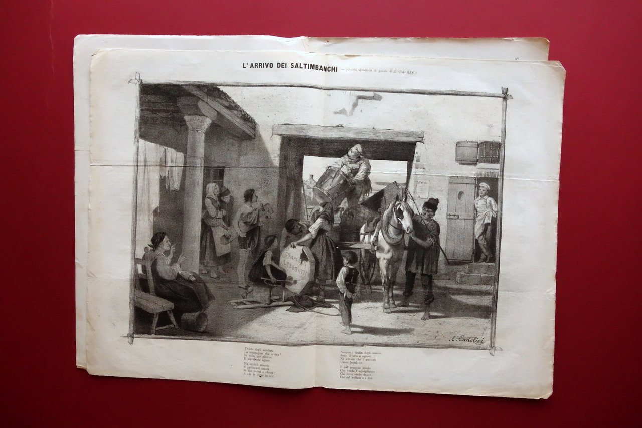 L'Arrivo dei Saltimbanchi E. Cadolini Doppia Pagina Lo Spirito Folletto …