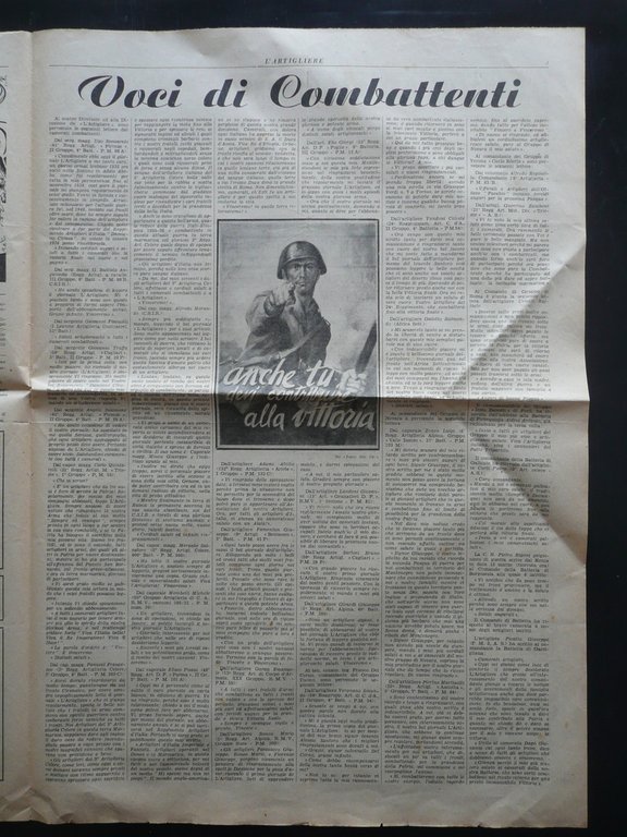 L'Artigliere Foglio d'Ordini Reggimento Damiano Chiesa 9/5/1942 WW2 Lettere