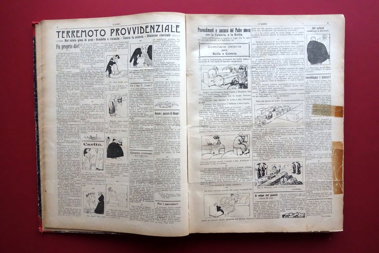 L'Asino Anno XVIII 52 Numeri Annata Completa 1909 Terremoto Messina …