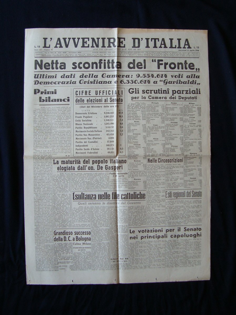 L' Avvenire d'Italia Sconfitta del Fronte Anno LIII N 90 …