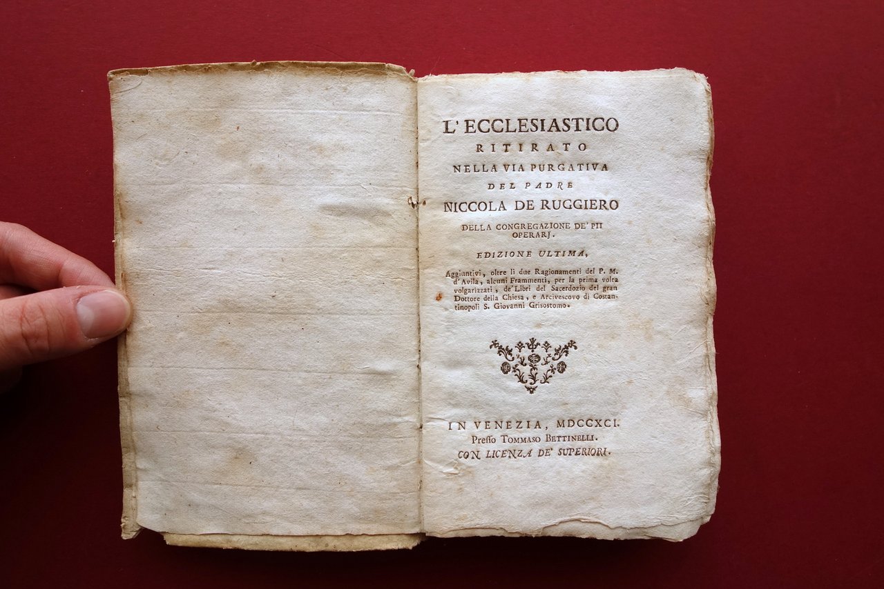 L'Ecclesiastico Ritirato nella Via Purgativa De Ruggiero Bettinelli Venezia 1791