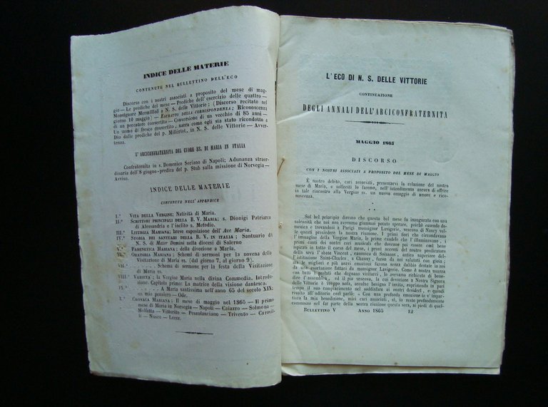 L'eco di N S Delle Vittorie rivista Arciconfraternita 1865 Gigli …