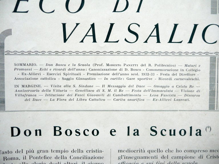 L'Eco di Valsalice Anno XII Torino Agosto 1934 Canonizzazione Don … | Immagine Gallery 3