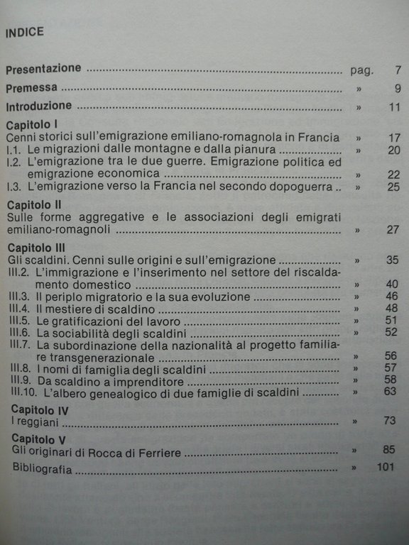 L'Emigrazione Emiliano Romagnola in Francia Scaldini Reggiani Rocchesi 1987