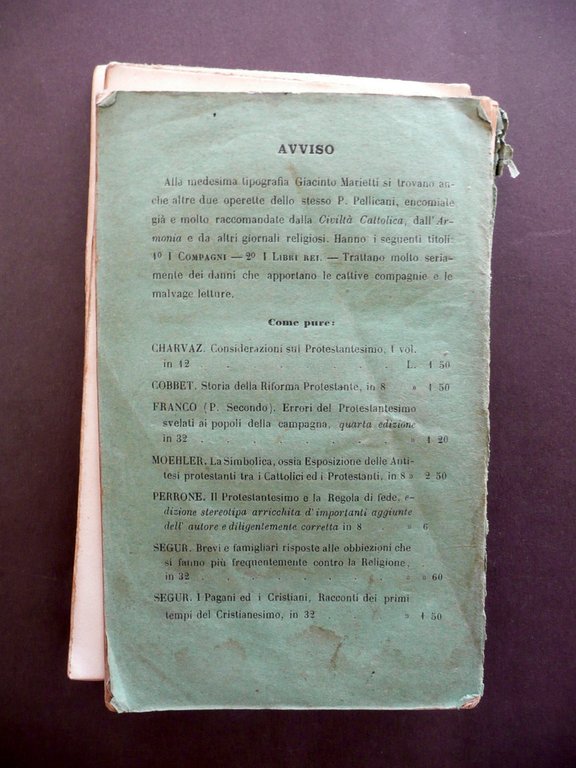 L'Eresia ed i Suoi Emissari in Italia Secolo XIX Pellicani …