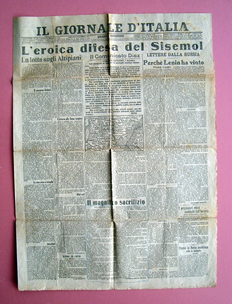 L'Eroica difesa del Sisemol Val Frenzela Il Giornale d'Italia 1917
