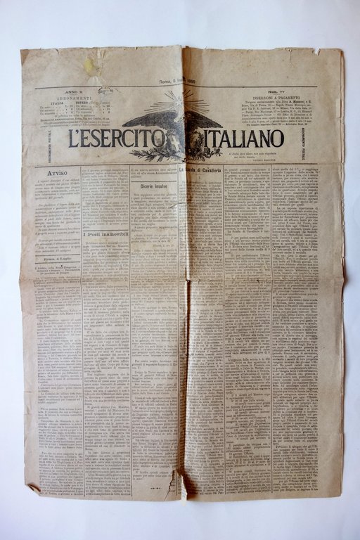 L'Esercito Italiano Anno X Num. 77 1889 Gazzetta d'Italia Anno …