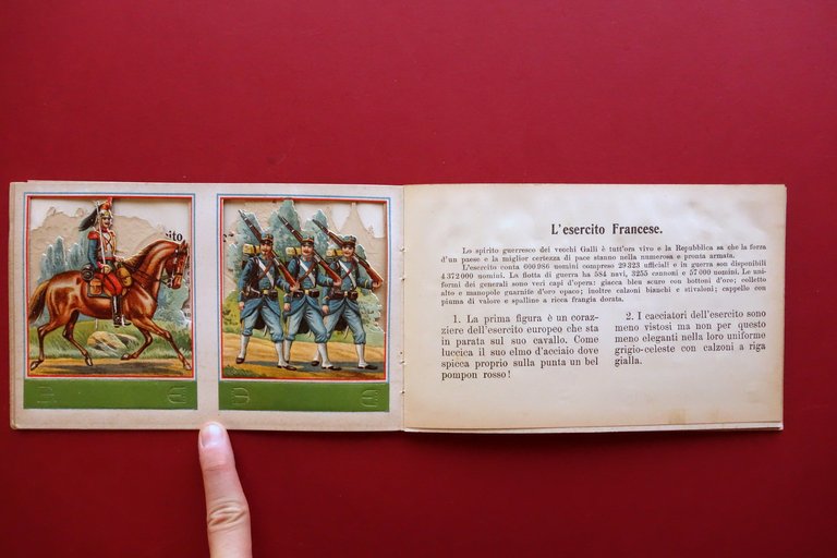 L'Esercito Spagnolo Francese Inglese Americano 14 Cromolitografie Vallardi Raro