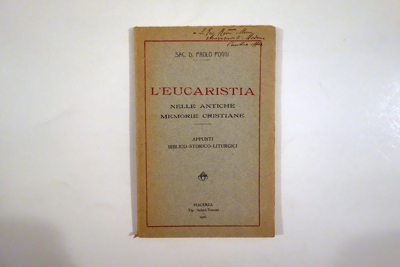 L'Eucaristia nelle Antiche Memorie Cristiane Paolo Poggi Solari-Tononi 1926 | Immagine principale