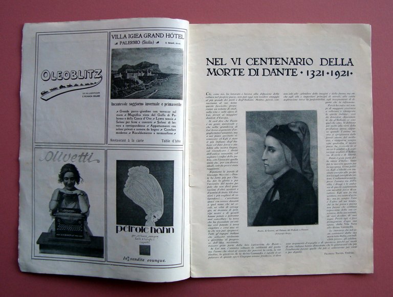 L'Illustrazione Italiana Numero Speciale 1921 VI centenario morte Dante Treves