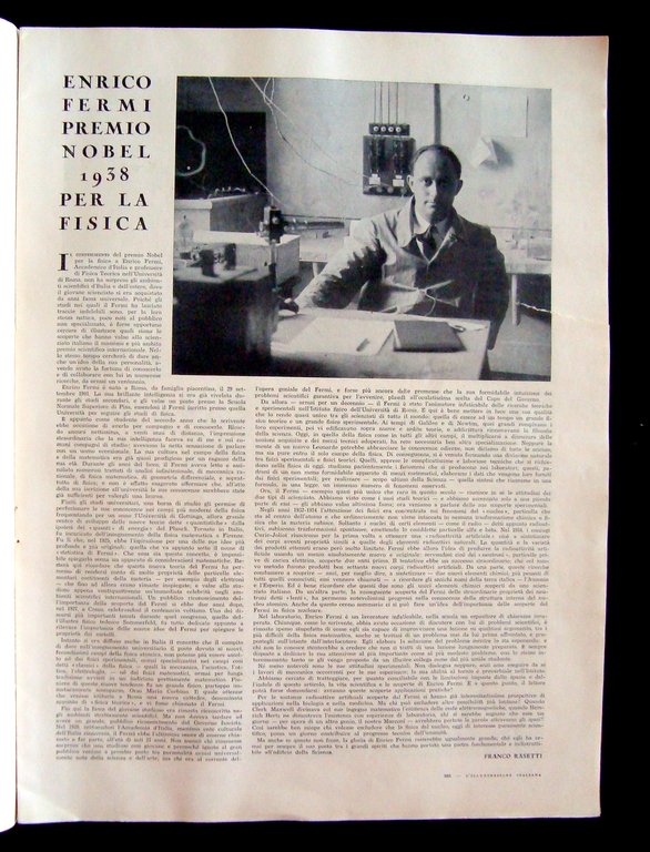 L'Ilustrazione Italiana n 47 1938 Fermi Premio Nobel vom Rath …