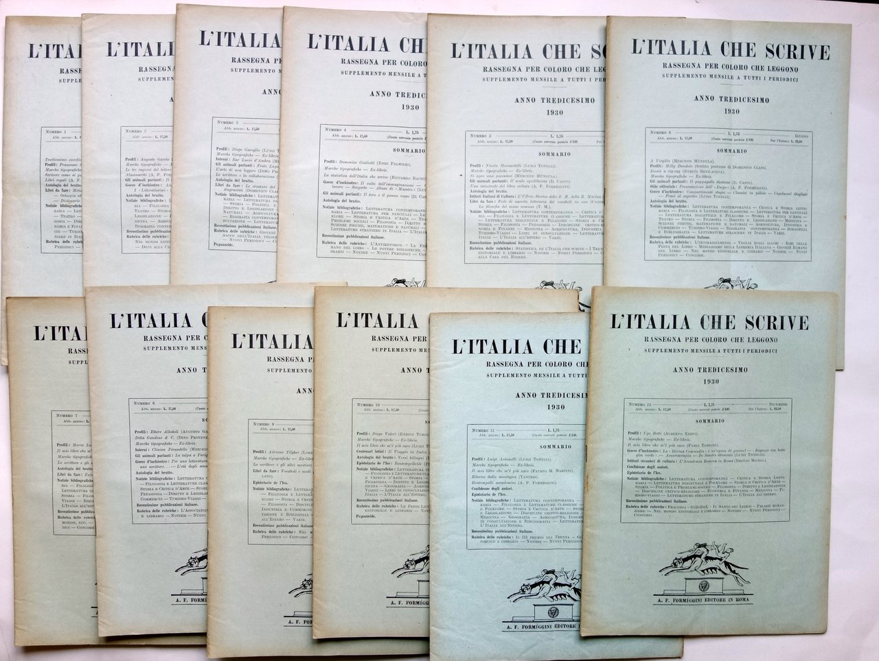 L'Italia Che Scrive Formiggini Editore Roma 1930 12 Numeri Anno …