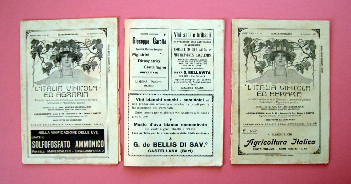 L'Italia Vinicola ed Agraria 1933 tre numeri 37 40 45 …