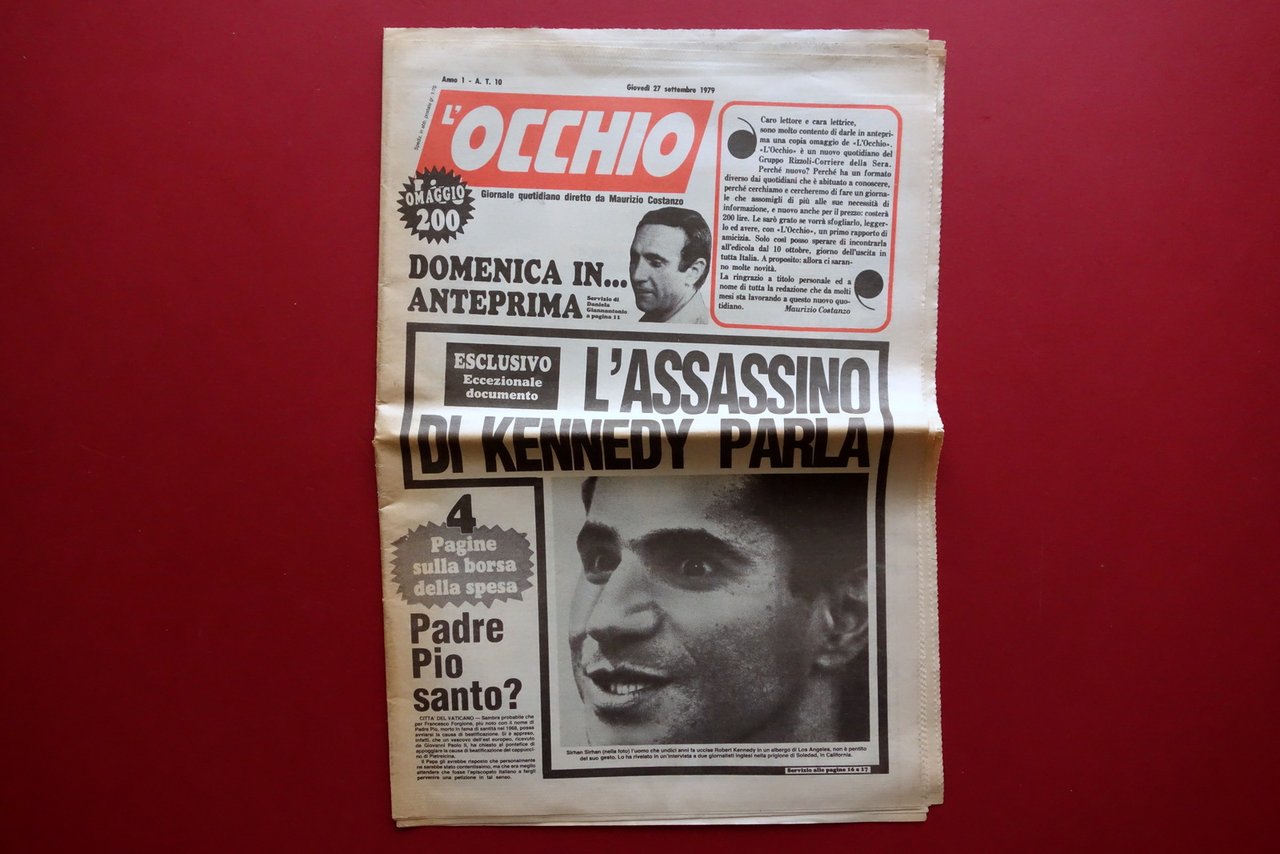 L'Occhio Numero 0 di Anteprima Omaggio Direttore Maurizio Costanzo 27/9/1979