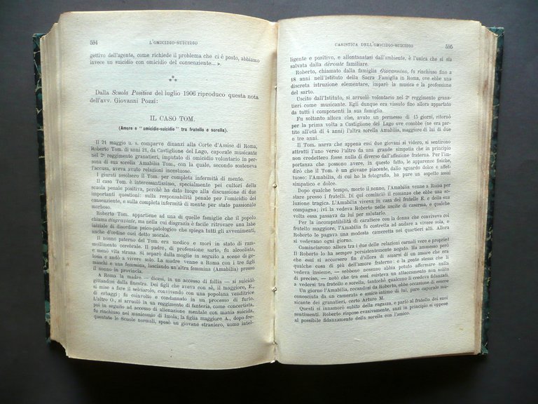 L'Omicida L'Omicidio Suicidio Enrico Ferri UTET Torino 1925 Psicologia