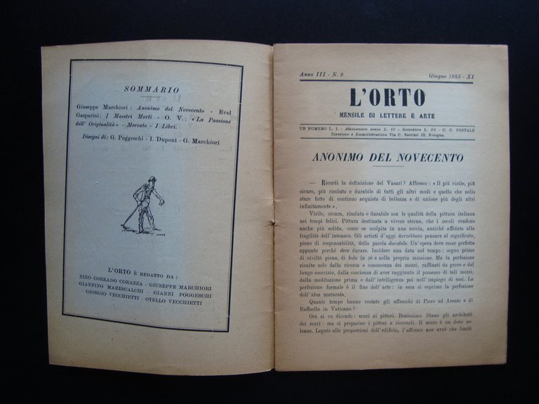 L'Orto Mensile di Lettere Arte Ottobre 1933 Bologna Anno III … | Immagine Gallery 2