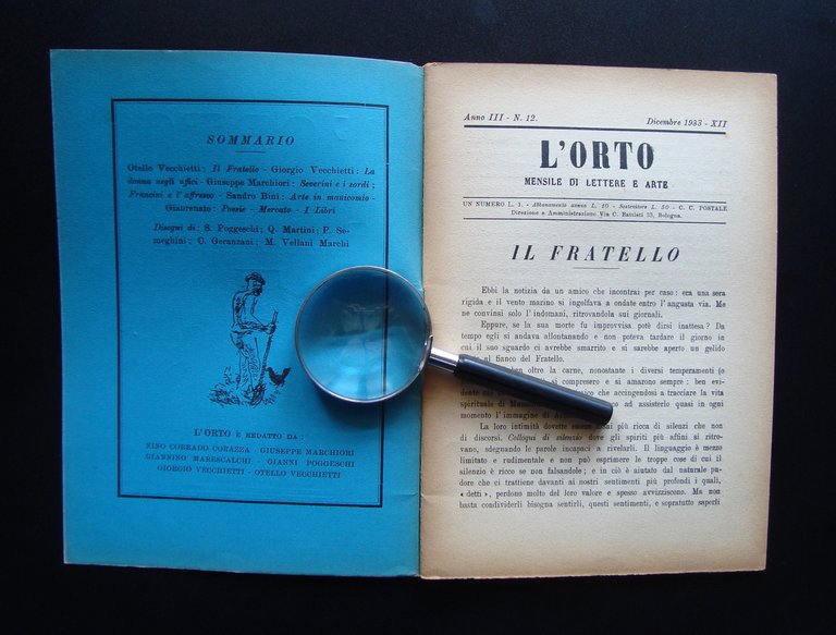 L'Orto Mensile di Lettere e Arte Dicembre 1933 Bologna Anno …