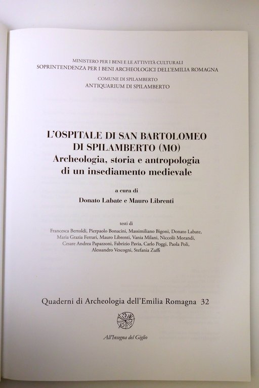 L'OSPITALE DI SAN BARTOLOMEO DI SPILAMBERTO QUADERNI ARCHEOLOGIA LABATE LIBRENTI