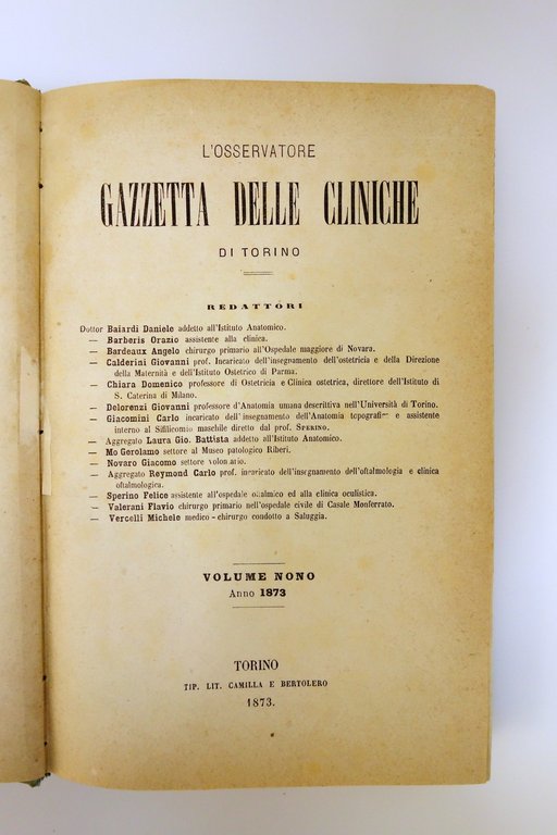 L'Osservatore Gazzetta delle Cliniche di Torino Vol. IX 52 Numeri …