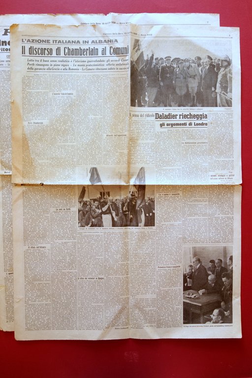 L'Unione dell'Albania all'Italia Corriere della Sera Milano 14/4/1939 Completo