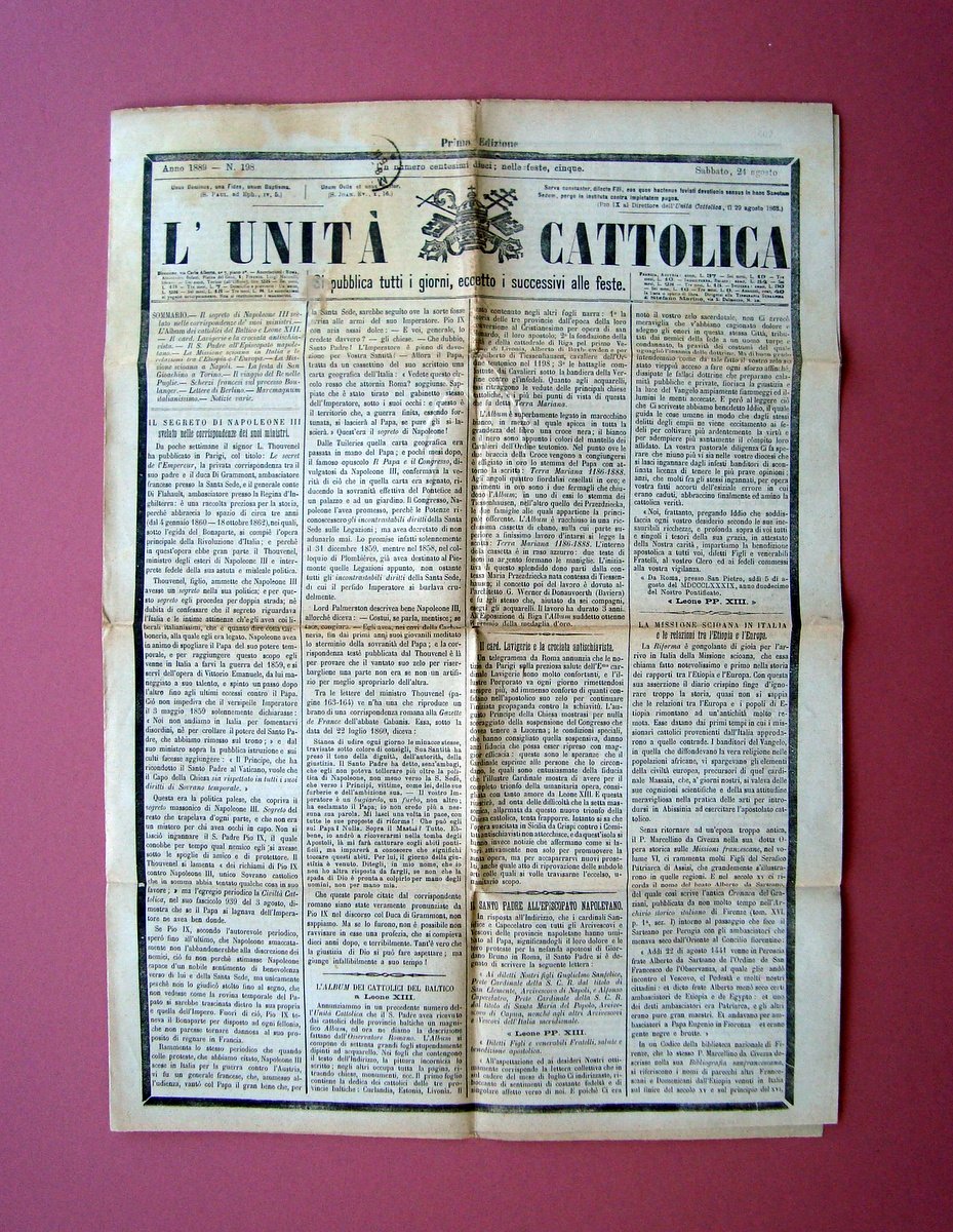 L'Unit‡ Cattolica Anno 1889 La Missione Scioana a Napoli