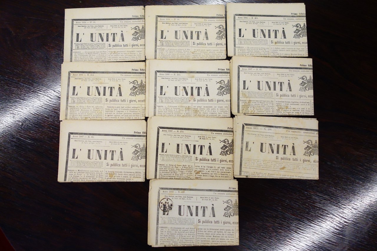 L'Unità Cattolica quotidiano 1884-1886-1887-1889 10 nn. completi molto buoni