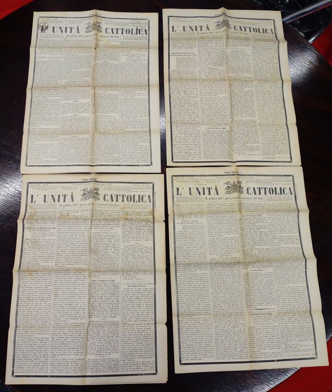 L'Unità Cattolica quotidiano 1884-1886-1887-1889 10 nn. completi molto buoni