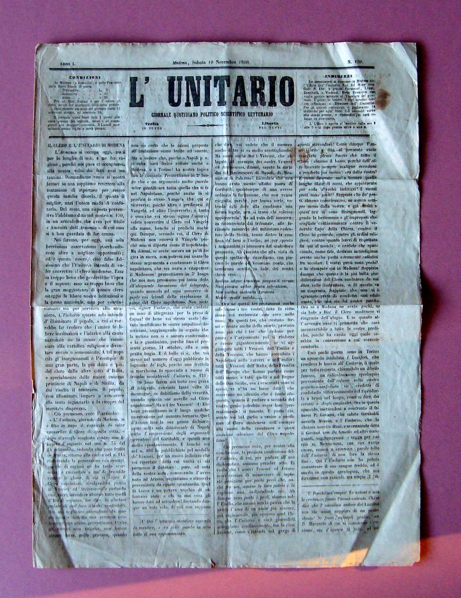 L'Unitario Novembre 1860 N 130 Vittorio Emanuele Capua Garigliano proclama | Immagine principale
