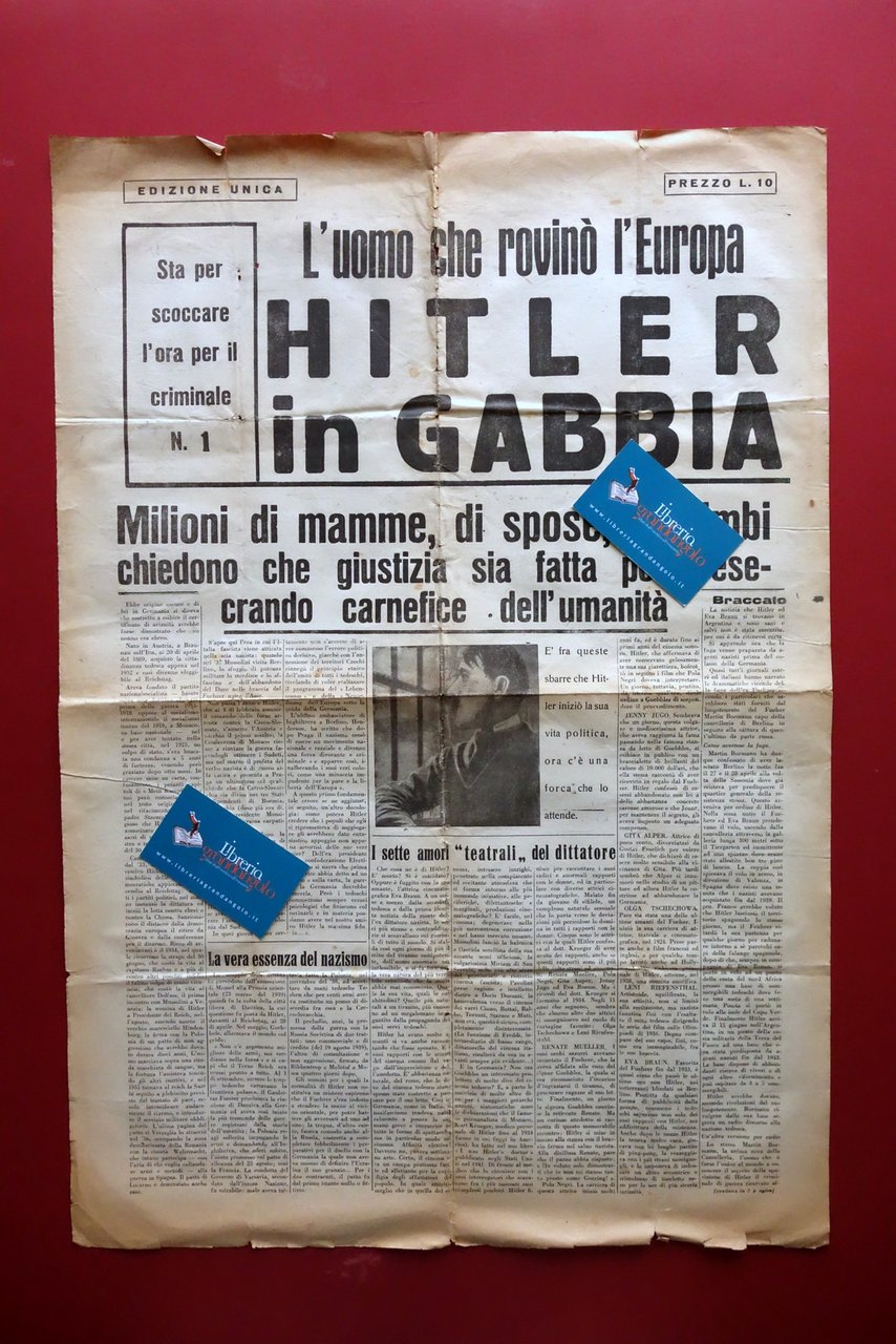 L'Uomo che RovinÚ L'Europa Hitler in Gabbia Edizione Unica 1945 …