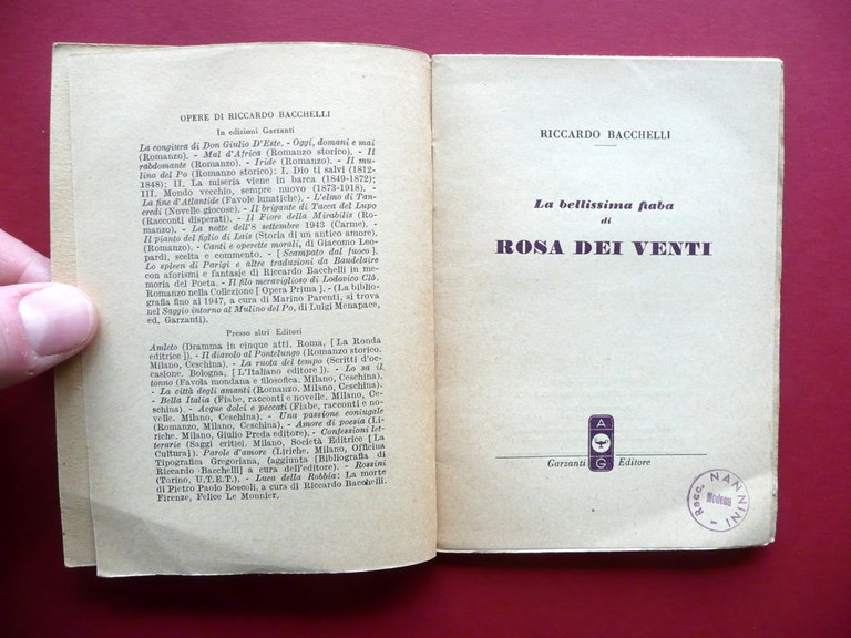 La Bellissima Fiaba di Rosa dei Venti Riccardo Bacchelli Garzanti …