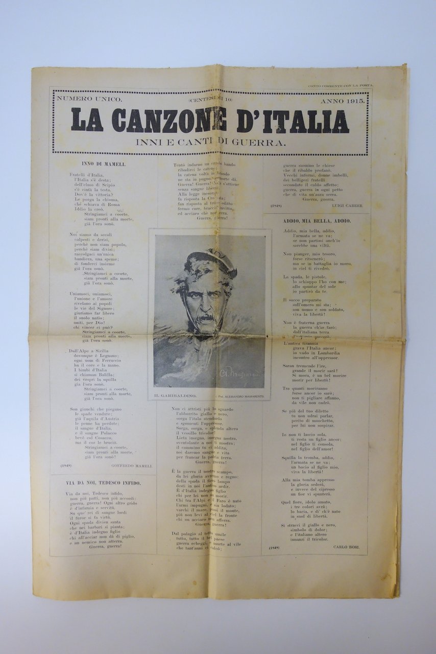 La Canzone d'Italia Inni e Canti di Guerra Numero Unico …