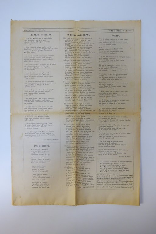 La Canzone d'Italia Inni e Canti di Guerra Numero Unico …