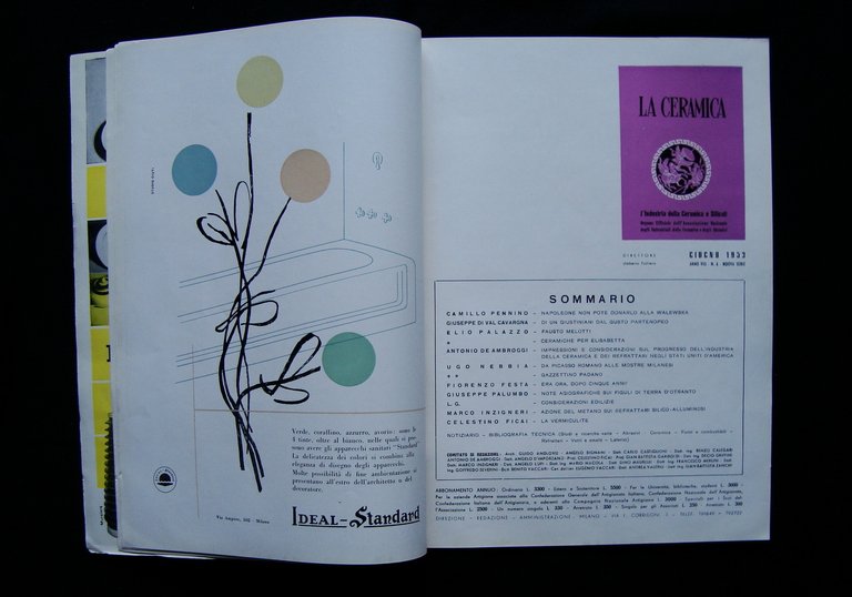 LA CERAMICA RIVISTA ANNO VIII N 6 GIUGNO 1953 FIGULI …