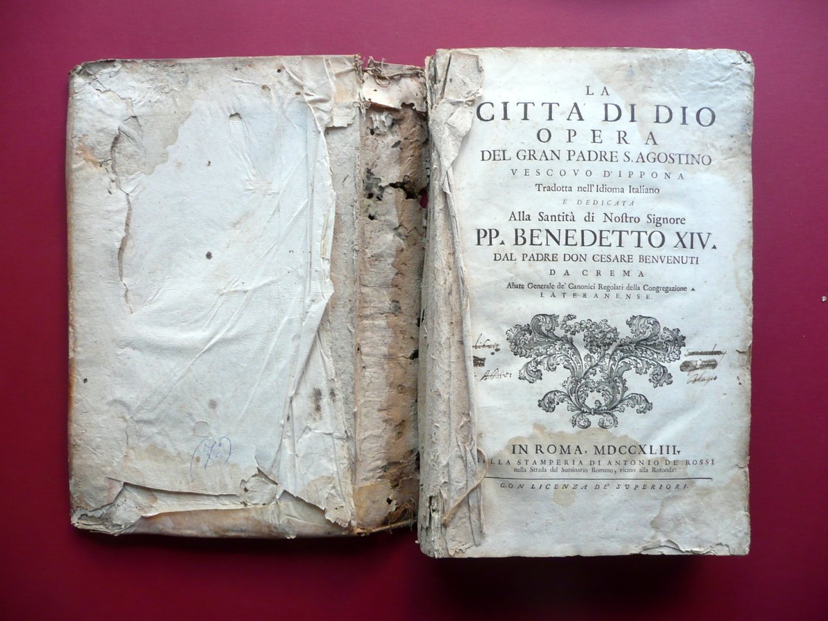 La Citt‡ di Dio S. Agostino d'Ippona De Rossi Roma …