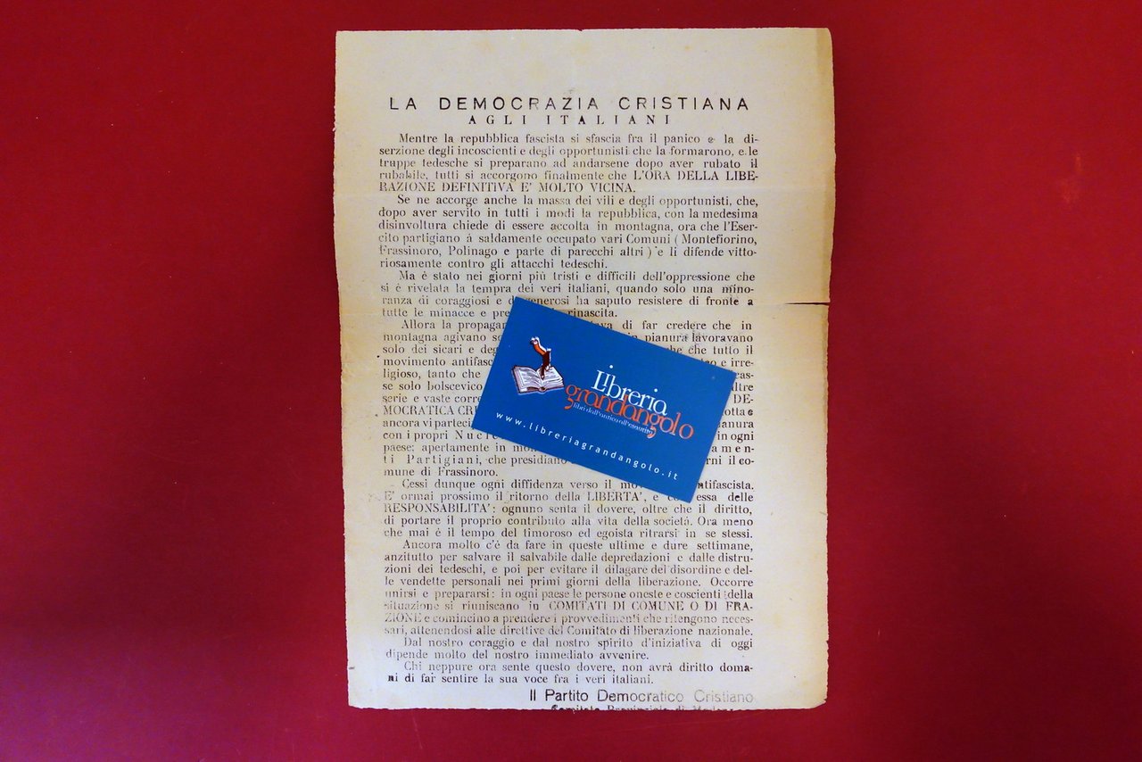 La Democrazia Cristiana agli Italiani Modena Montefiorino Frassinoro WW2 RSI