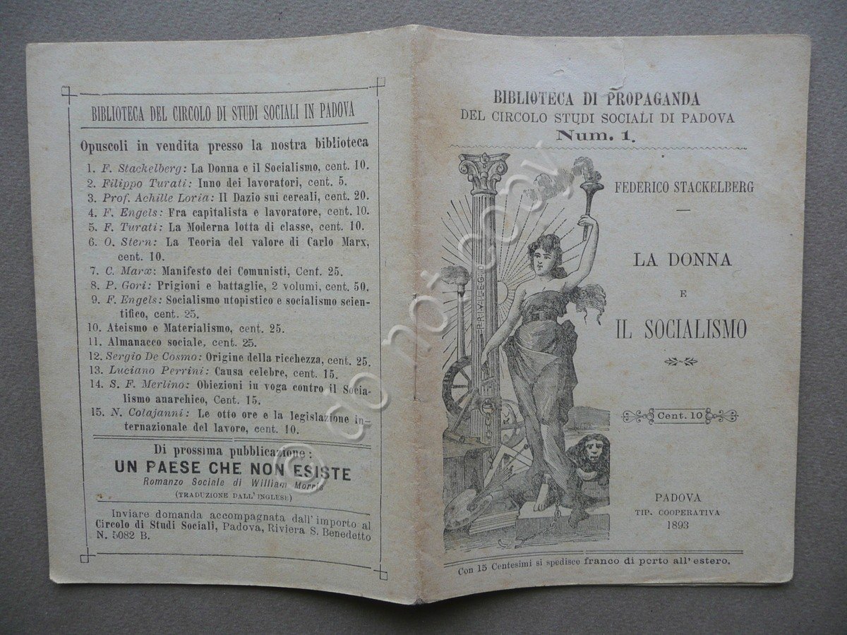 La Donna e il Socialismo Stackelberg Padova 1893 Studi Sociali …