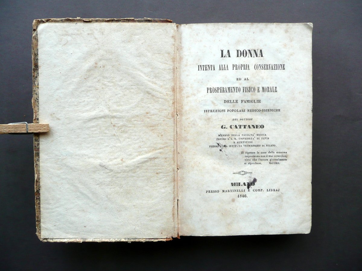 La Donna Intenta alla Propria Conservazione Cattaneo Martinelli Milano 1845 … | Immagine principale