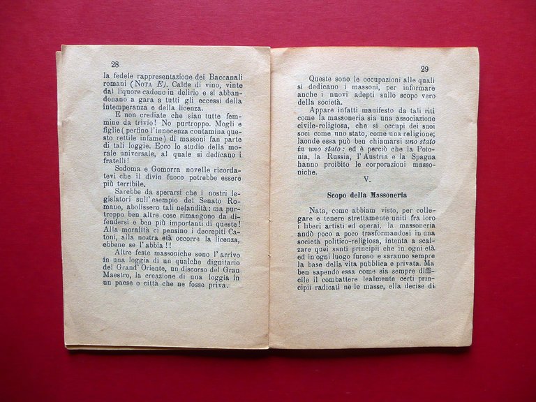 La Framassoneria Rivelazioni Cavalier Kados Tip. del Commercio Modena 1893 …