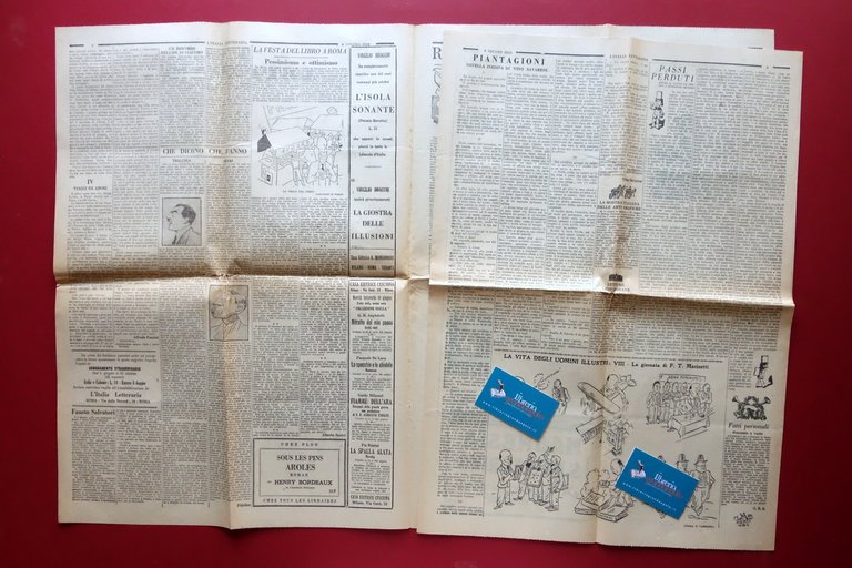 La Giornata di Marinetti Futurismo Disegno Camerini L'Italia Letteraria 9/6/1929