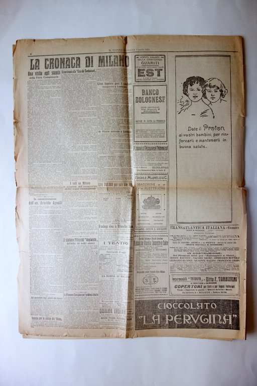 La grandiosa travolgente adunata di Bologna il Popolo d'Italia 5/4/1921 …