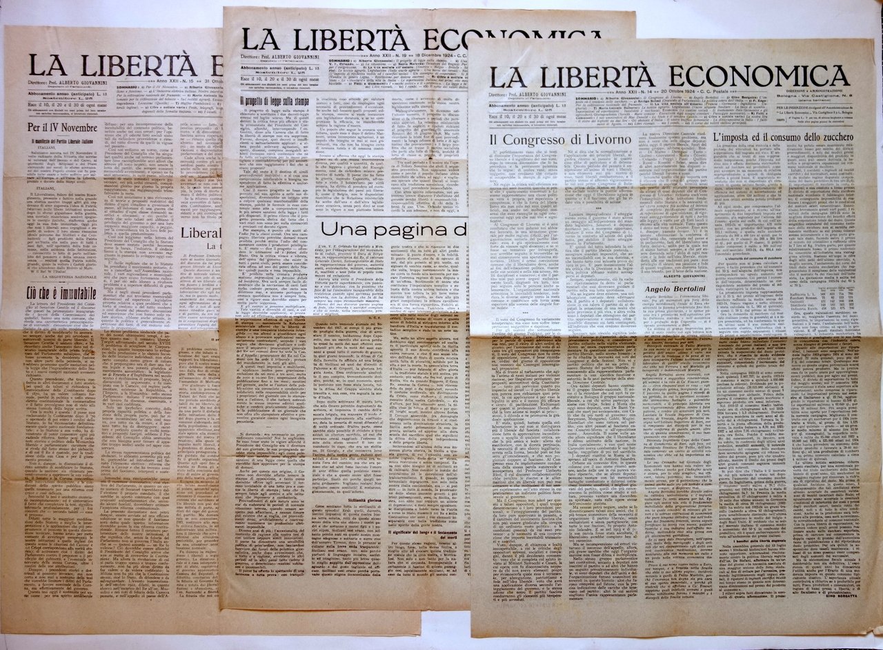 La Libert‡ Economica Anno XXII N.14-15-19 3 Numeri Bologna 1924 …