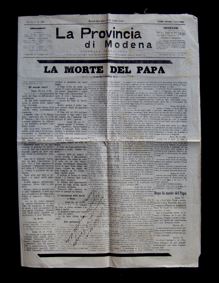 La Morte del Papa 21-22 luglio 1903 La provincia di …