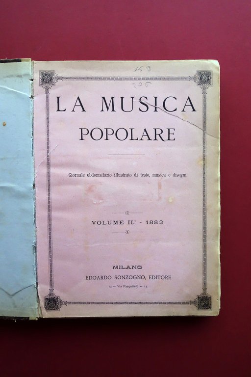 La Musica Popolare Giornale Anno II 1883 52 Numeri Annata …