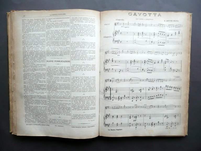 La Musica Popolare Sonzogno Milano 1885 12 Numeri Annata Completa